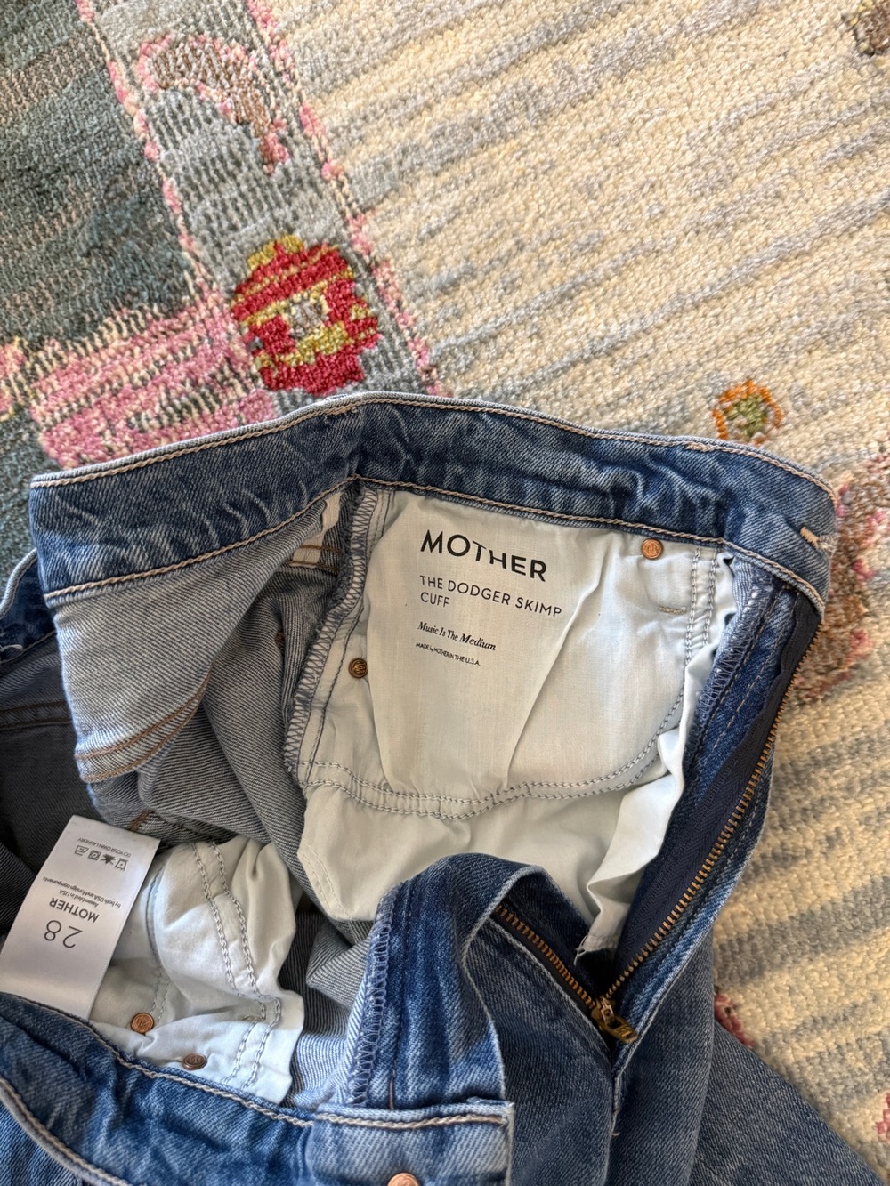 MOTHER Light Blue Straight Leg Jeans - Picture 5 of 6